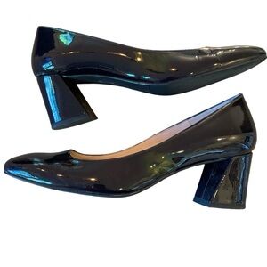 Browns Couture sz 38 Women's Patent Leather Square Toe Flare Block Heels